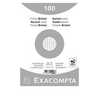 Fiche bristol 210 x 148 mm quadrillée 5 x 5 blanche Exacompta - Boîte de 100