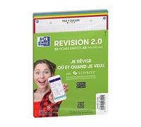Oxford Fiche bristol Révision 2.0 210x148 mm quadrillée 5x5 perforée couleurs assorties - Sachet 32