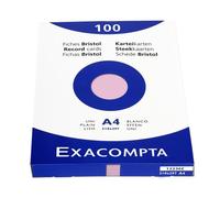 Fiche bristol 210 x 297mm unie rose non perforée Exacompta - Boîte de 100