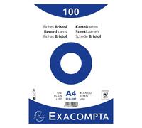 Fiche bristol 297 x 210 non perforée unie blanche Exacompta - sachet de 100