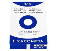 Fiche bristol 75 x 125 mm unie blanche Exacompta - Boîte de 100
