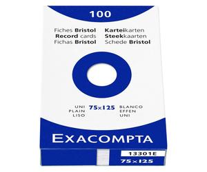 Fiche bristol 75 x 125 mm unie blanche Exacompta - Boîte de 100