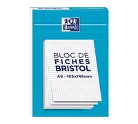 Fiche bristol non perforées A6 5 x 5 blanc Oxford - Bloc de 30 - Lot de 10