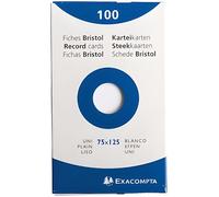 Fiche bristol 75 x 125 mm unie blanche Exacompta - Boîte de 100
