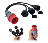Fiche CEE, 16A, 400V, 3 coupleurs 230V, Rallonge pour adaptateur CEE, Câble Rallonge CEE, Adaptateur CEE, Adaptateur cee pour caravanes, Rallonge CEE professionnelle, pour conversion de charge RV.
