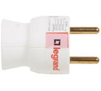 Fiche électrique mâle 2 phases - LEGRAND - Sortie basse - Plastique - 16 A - Blanc