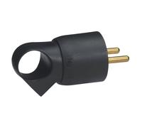 Legrand - Fiche plastique 2P+T 16A à anneau avec étiquette avec Gencod - noir - 050107