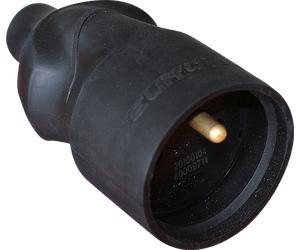 Fiche femelle étanche caoutchouc 2P+T 16 A Sortie droite noire - EUROHM - 61056