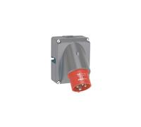 Fiche inclinée Legrand Hypra 3P+T 16A 400V IP44 rouge/gris