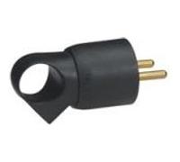 Fiche plastique 2P+T 16A à anneau - noir