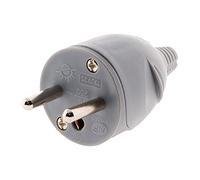 Fiche male électrique - 10-16 Ampères - Gris - Sortie droite - En plastique
