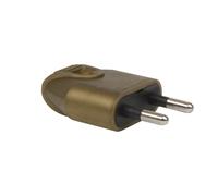 Prise electrique male - Fiche electrique - Prise male - Prise male 220 V - Fiche male - Fiche electrique male - Fiche Male Broche D.4mm Protegees Sortie Droite à Coiffe | Or - Debflex - 713030