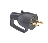 Fiche mâle - à coiffe - 2P+T 16A - avec anneau - noir DEBFLEX