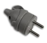 Fiche mâle anneau + ergot -16A 2P+T - gris - Zenitech