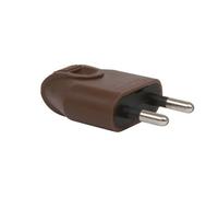 Fiche mâle DEBFLEX 2P 6A sortie droite marron