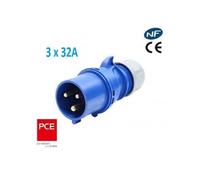 Fiche mâle monophasé 3 x 32A IP44 - PCE - Fiche mâle CEE - Rond - Extérieur