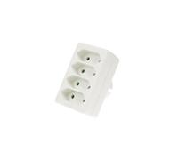Perel Tools – Fiche multiple EB14 – 4 prises Euro, prise terre Type E, polypropylène – Blanc