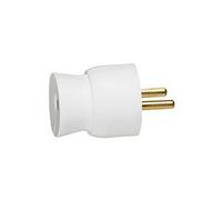 Fiche plastique 2P+T 16A à sortie droite - blanc