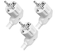 Fiche Schuko fiche coudée 3 pièces, fiche de contact de protection avec manchon anti-pli, fiche 250V (16A), fiche d'alimentation fiche coudée extérieure étanche, pour câble 8-10mm, blanc