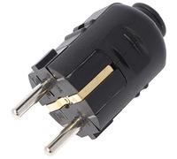Fiche Schuko noire, fiche de contact de protection noire, fiche Schuko avec décharge de traction IP44 16 A 250 V, avec double contact de protection