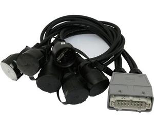 Fiche Schuko STV2620 Boîtier de prise Harting, HB16 mâle vers coupleur 6x Schuko - Câbles Adaptateurs