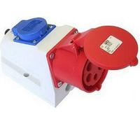 Fiche secteur Abl-CEE avec 2 tubes de contact rouge bleu gris