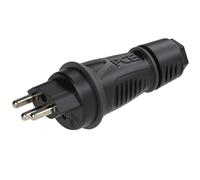 PCE Fiche électrique mâle 0323-ss avec terre PA6 TPE 250 V IP55 noir