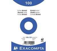 Fiches Bristol - 10x15cm - Blanc - Uni - Non Perforées - Lot De 100 - Papier Épais - Exacompta