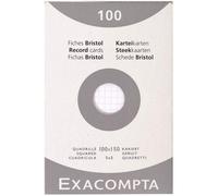 Fiches Bristol - 10x15cm - Petits Carreaux - Non Perforées - Lot De 100 - Papier Épais - Exacompta