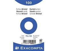 Paquet 100 fiches sous film - bristol uni non perforé - 75x125mm - Blanc
