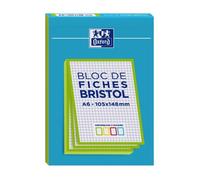 OXFORD Bloc de 30 fiches bristol 105X148 non perforées Q5/5 vert