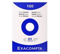 Fiches Bristol - EXACOMPTA - Lot de 100 fiches - Format 14,8 x 21 cm (A5) - Blanc uni - Papier fibres neuves 205 g/m²