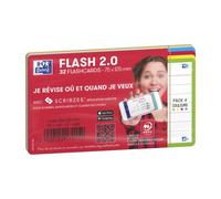 Fiches Bristol flash 2.0 Oxford 75x125mm 32 fiches s/film Ligné 7mm assorti carton