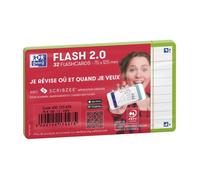 Fiches Bristol flashcards 2.0 - OXFORD - 32 feuilles - ligné vert