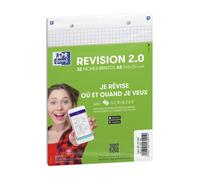 Fiche bristol 210 x 148 mm quadrillée 5 x 5 perforée blanche Oxford Révision 2.0 - Sachet de 32