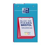 OXFORD Lot de 2 blocs de 30 fiches bristol 125x200 perforées Petits carreaux Q5/5 Rouge