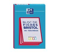 Fiches bristol - OXFORD - Bloc de 30 - Rouge - Petits carreaux - 5x5