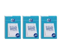 Fiches bristol - OXFORD - Lot de 3 - 60 fiches perforées - 14,8x21 cm - Blanc