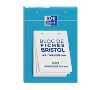 Oxford Bloc Bristol A5 148×210 - 30 fiches perforées - DOT 5 mm - Blanc