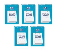 Fiches Bristol perforées - OXFORD - A5 Q5/5 Blanc - 30 feuilles - Petits carreaux