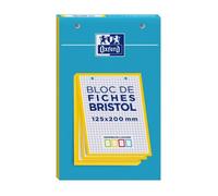 Oxford – Blocs de fiches bristol 125X200, 30 fiches perforées Q5/5 jaune – Lot de 3