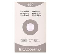 Fiches Bristol quadrillées - EXACOMPTA - Lot de 100 fiches - Format 12,5 x 20 cm - Quadrillage 5x5 mm - Blanc