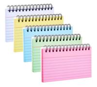 Fiches Bristol Reliées à Anneau 3x5 Pouces, 250 Cartes Lignées Détachables 5 Couleurs pour Révision et Notes