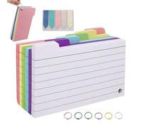 Fiches d'index colorées anneaux adhésifs portables pour cartes de crédit | Lot de 300 fiches lignées pour l'école, la sténographie, l'annotation, la préparation d'examens, les cours, le bureau
