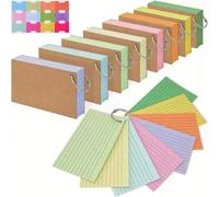 Fiches index, 3 pièces/150 feuilles de cartes de révision de couleurs aléatoires avec anneaux et autocollants, cartes de notes 3x5 pouces, cartes de notes lignées et réglées pour l'étude, l'apprentiss