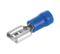 Fiches plates enfichables (F) bleues isolées 6,3mm Klauke, lot de 100