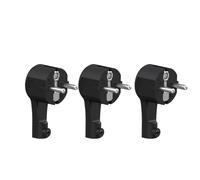 Fiches Schuko plates lot de 3, fiche plate IP20, fiche Schuko coudée extra-plate 250 V / 16 A, compatible avec câbles jusqu’à 1,5 mm², fiche plate avec décharge de traction, Noir