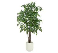 Ficus Artificiel 1,7 m avec Pot Blanc, Grande Plante Artificielle Interieur | Arbre Artificiel, Décoration d'Intérieur, Réalistes, Pour Salon, Bureau ou Angle