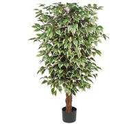 Ficus artificiel avec tronc en bois véritable, 123 cm, décoration