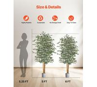 Ficus artificiel de 180 cm, grande plante artificielle avec pot pour décoration d'intérieur